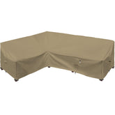 Flexiyard funda frontal cubriendo sofá seccional, protección completa