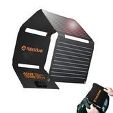 FlexSolar panel frontal empaquetado mostrando diseño plegable y portabilidad