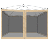 FLOUREE vista frontal de mosquitera beige para toldo 10x10 con protección