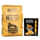 FOGO bolsa 17.6 lb vista frontal con carbón premium listo para uso