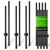 FOREHOGAR vista frontal del pack de 8 postes negros, instalación rápida