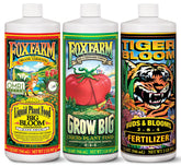 FoxFarm pack completo mostrando las tres botellas para nutrición integral
