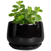 G EPGardening maceta frontal negra mostrando forma redonda y acabado elegante