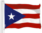 G128 bandera frontal 3x5 ft mostrando colores vibrantes y visibilidad
