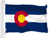 G128 vista frontal de la bandera Colorado con colores vibrantes y acabado profesional