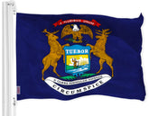 G128 bandera Michigan vista frontal colores vivos y acabado duradero