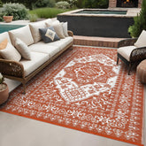 GAOMON vista frontal de la alfombra patio mostrando patrón reversible y beneficio estético