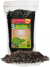 Gardenera empaque frontal de mezcla para begonias mostrando etiqueta y tamaño, facilita elección rápida