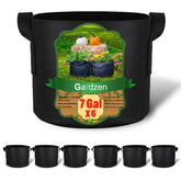 Gardzen pack de 6 bolsas de cultivo frontales mostrando la capacidad y diseño práctico