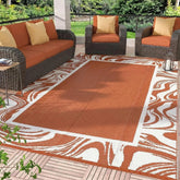 Garvee vista frontal de la alfombra naranja con borde en espiral, aporta estilo inmediato