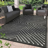 Garvee alfombra frontal rayas blanco y negro, aspecto moderno y resistente