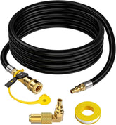 GasXpert manguera frontal y empaque mostrando alcance y conectores seguros
