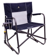 GCI Outdoor vista frontal de la silla Indigo Blue con amplio asiento y soporte