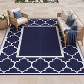 GENIMO alfombra exterior frontal azul y blanca, mejora estética del patio