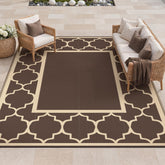 GENIMO alfombra exterior frontal mostrando diseño coffee beige y resistencia