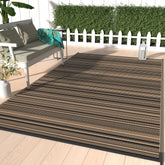GENIMO alfombra exterior frontal mostrando patrón reversible y color marrón claro