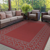 GENIMO alfombra exterior frontal mostrando patrón geométrico y colores