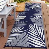 GENIMO alfombra frontal azul blanco mostrando patrón y tamaño práctico