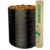 GEOBIN vista frontal del compostador mostrando capacidad y montaje rápido