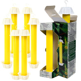 Gideal envase frontal mostrando seis trampas amarillas, control efectivo