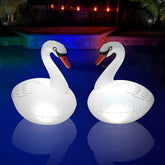 Goallim cisne frontal flotando: iluminación decorativa nocturna para piscina