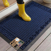 GORILLA GRIP vista frontal del felpudo Navy Greek Keys, atractivo duradero
