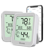 Govee pantalla frontal grande mostrando temperatura y humedad para lectura rápida