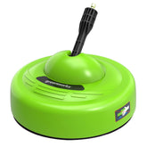 Greenworks limpiador 11" vista frontal mostrando cobertura amplia