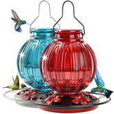 Grete Gotye comedero frontal rojo y azul mostrando diseño decorativo