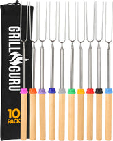 Grill Guru empaque frontal mostrando el pack de 10 pinchos, ideal para regalar