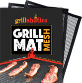 Grillaholics pack frontal mostrando dos tapetes y beneficio antiadherente