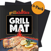Grillaholics tapete frontal en parrilla mostrando protección y limpieza fácil