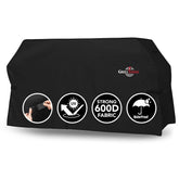 GrillTough vista frontal de la funda protegiendo la plancha, ofrece cobertura completa