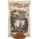 Happy Trees paqueta de fibra de coco 50L mostrando empaque y beneficio de fácil uso