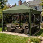 Havzeno toldo frontal army green mostrando sombra y espacio