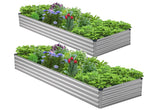 Henshwon vista frontal de la jardinera galvanizada, amplia capacidad de cultivo