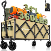 HIKEMOON vista frontal del carrito khaki, carga amplia y acceso fácil