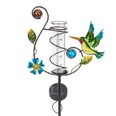 HOBYLUBY pluviómetro colibrí frontal, medición visible y diseño ornamental