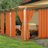 HolidayIdeas cortina exterior frontal mostrando color y caída, mejora estética
