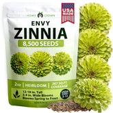 HOME GROWN empaque frente mostrando 2oz y 8.500 semillas, ayuda a planificar siembra