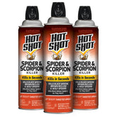 HOT SHOT aerosol frontal pack de 3 mostrando envases y etiqueta claramente, eficacia rápida