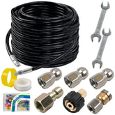 Hourleey kit frontal mostrando manguera y boquillas, facilita limpieza eficiente