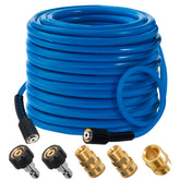 Hourleey manguera 50 ft frontal mostrando longitud y color azul, mejor alcance