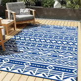HUGEAR vista frontal de la alfombra 5x8 azul boho mostrando patrón y color