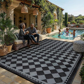 HUGEAR alfombra 8x10 negra y gris vista frontal, protección y estilo