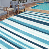 HUGEAR alfombra frontal mostrando rayas turquesa y resistencia al agua