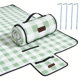 HX&OD manta frontal extendida mostrando tamaño y diseño gingham, ideal para grupos