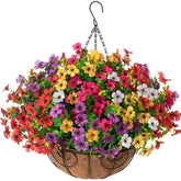 HyeFlora vista frontal de la cesta colgante con flores, aporta encanto instantáneo