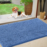 IM HOME felpudo frontal mostrando tamaño y color cornflower blue, protección contra suciedad