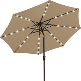 JEAREY vista frontal de la sombrilla beige mostrando sombra amplia